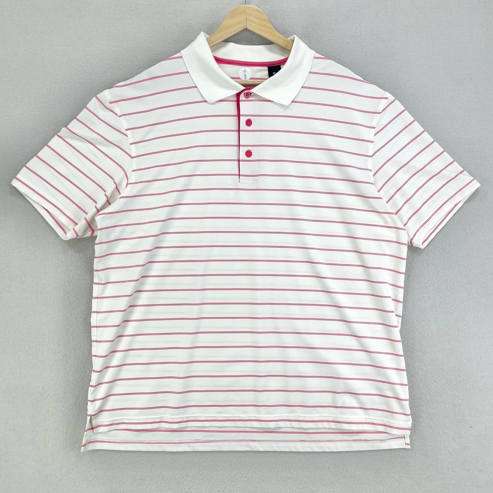 Full Turn Golf Polo Mens XL Pink Striped‎ Bamboo Stretch Performance Tech